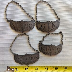 Vintage Steiff Pewter Liquor Bottle Tags/Labels